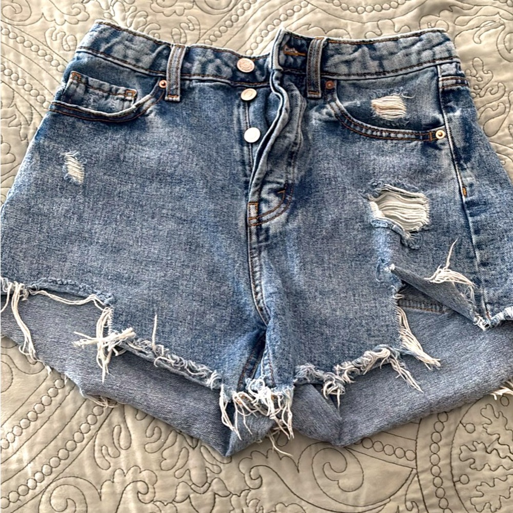 High waisted denim shorts
